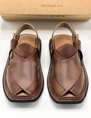 Double sheed brown leather chappal